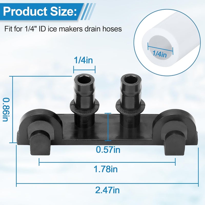 Pulems Ice Maker Drain Hose Stopper Cap with Hanger Compatible with GE Opal Nugget Ice Maker GIMN Series Ice Maker, Ice Maker Parts Drain Plug for 1/4 Inch ID Drain Hoses - Ice Maker Drain Hose Holder Clip - Image 2